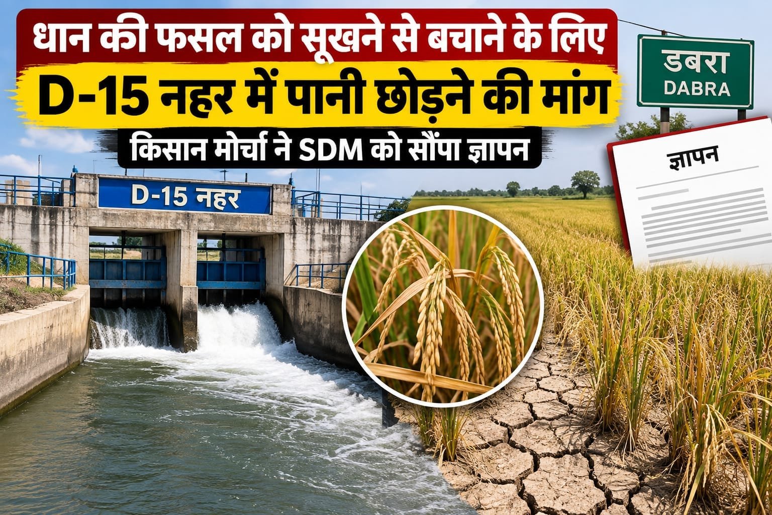 धान की फसल बचाने D-15 नहर में पानी छोड़ने की मांग, किसान मोर्चा ने SDM को सौंपा ज्ञापन