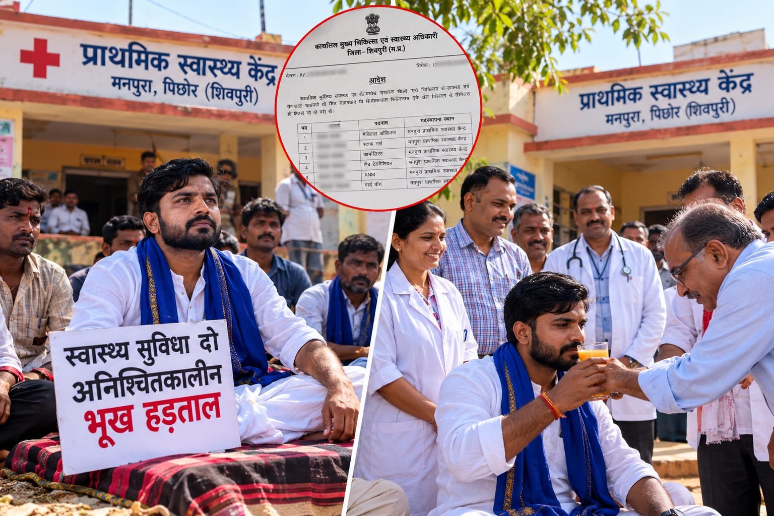 पिछोर में स्वास्थ्य व्यवस्था को लेकर अनशन, 7वें दिन 6 कर्मचारियों की पदस्थापना