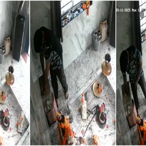 इंदौर में मंदिर में घुसा युवक, हाथ जोड़कर घूमता रहा और फिर मौके का फायदा उठाकर दानपेटी तोड़कर ले गया नकदी, CCTV में कैद वारदात