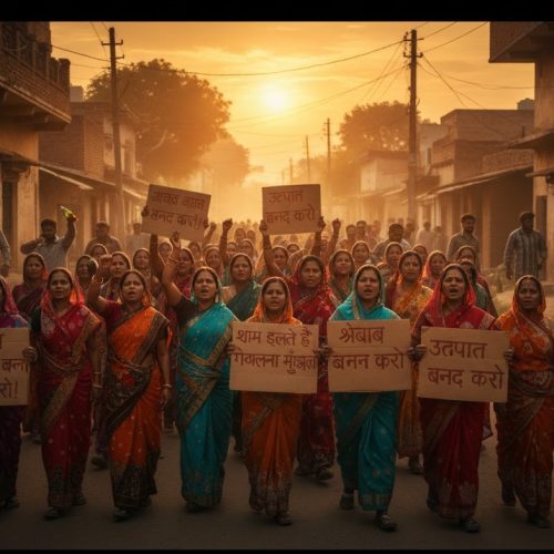 अवैध शराब के खिलाफ महिलाओं का सड़क पर विरोध: बोलीं—शाम होते ही गांव में डर का माहौल, हर उम्र के लोग पीकर कर रहे उत्पात