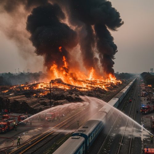 भोपाल टिंबर मार्केट में भीषण आग: रेलवे ट्रैक के पास धधकती रही लपटें, 3 घंटे में काबू, 40 से ज्यादा दमकल गाड़ियां जुटीं